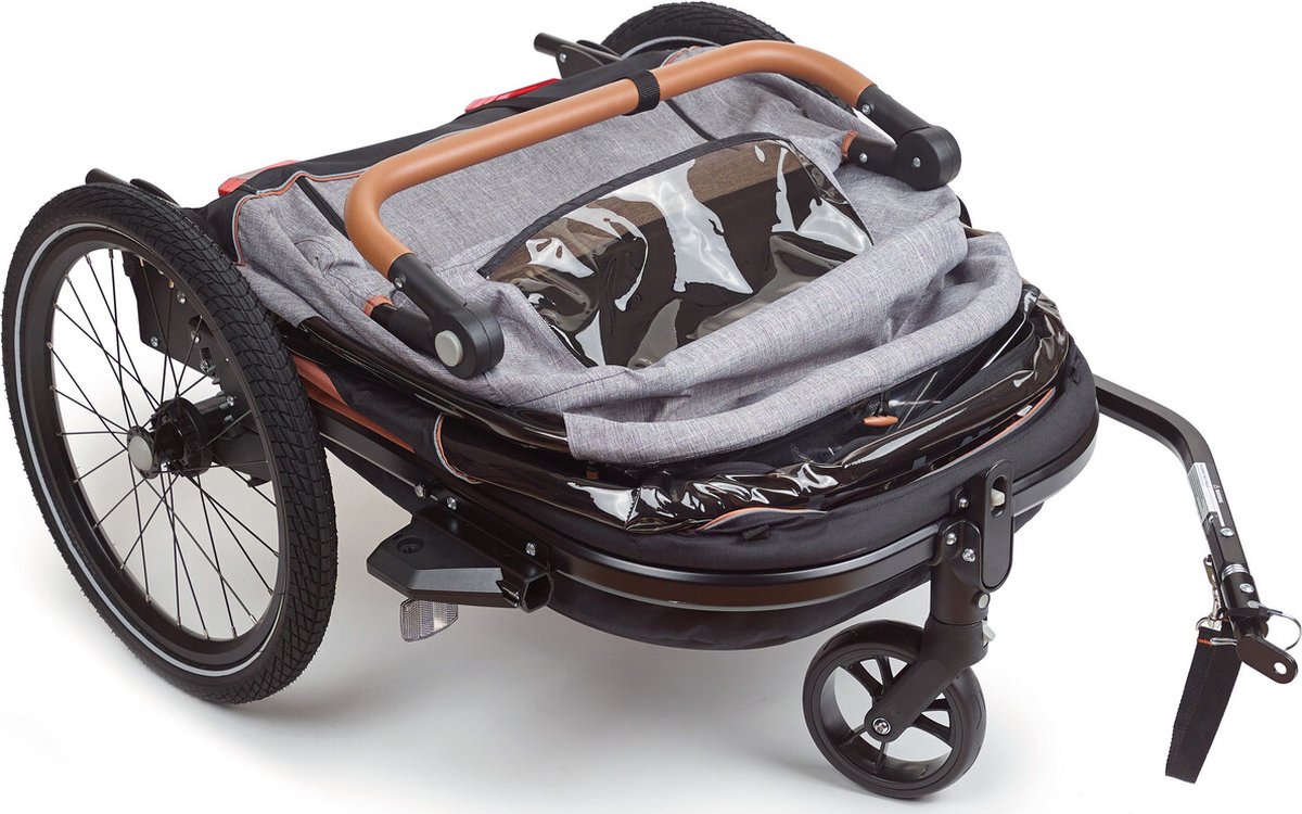 Bobike 2-in-1 fietskar en wandelwagen - zwart/bruin