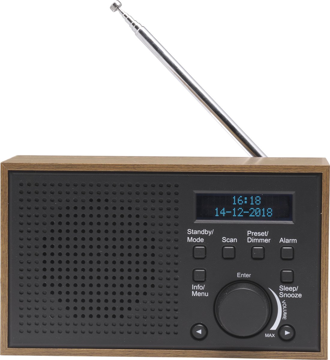 Denver DAB-46 / Retro FM radio / DAB + / LCD Display / Alarmfunctie / Donker Grijs