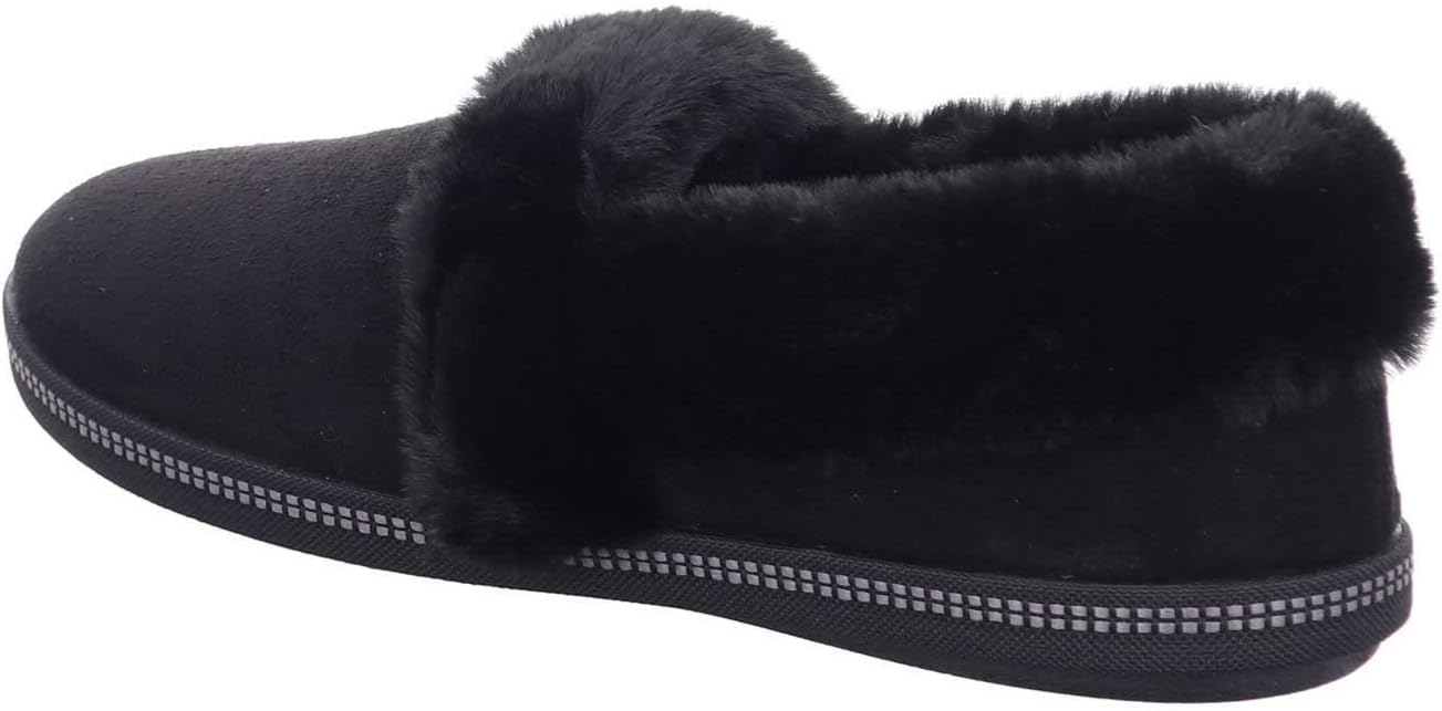 slipper, mocassin, faux fur, donkergroen, sleehard