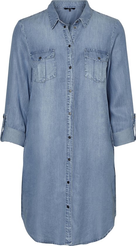 VERO MODA  - Maat M - VMSILLA LS SHORT DRESS LT BL GA NOOS Dames Jurk
