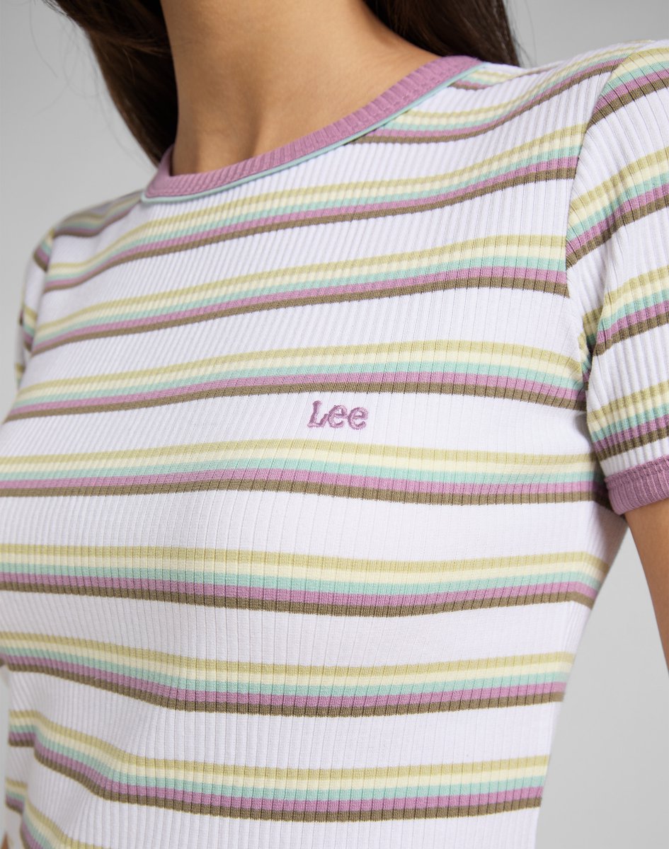 Lee Dames Stripe Tee shirt - Maat L - Gemengde Kleuren