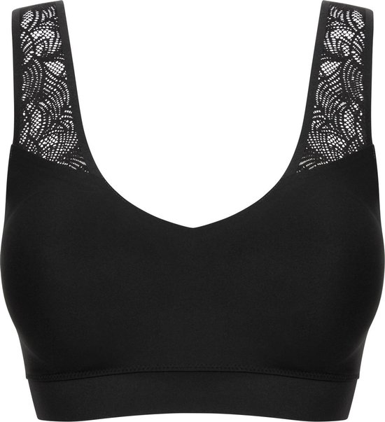 zwart, brassière, top, kantlace, comfortband