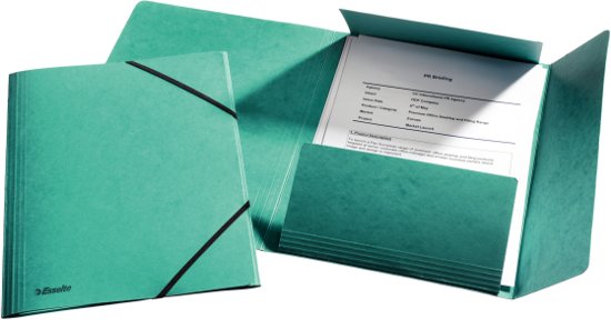 Incompleet - Esselte Rainbow 3-klepsmap met elastiek - A4 - 25 stuks - Groen