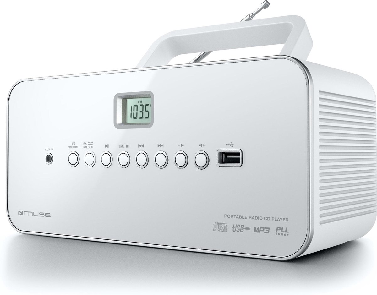 radio, portable, CD-speler, USB, zilver