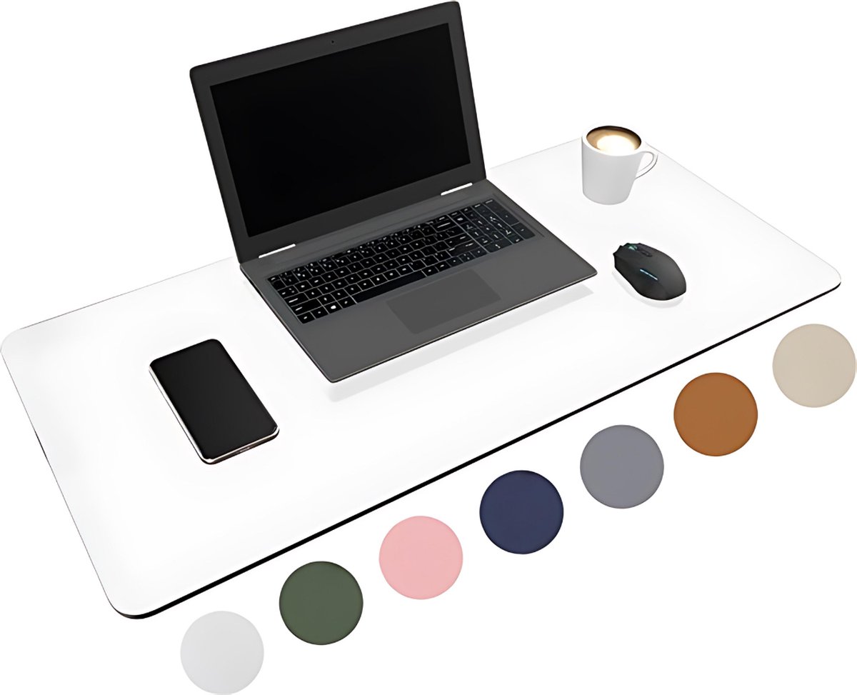 laptop, desk, mouse, phone, coffee