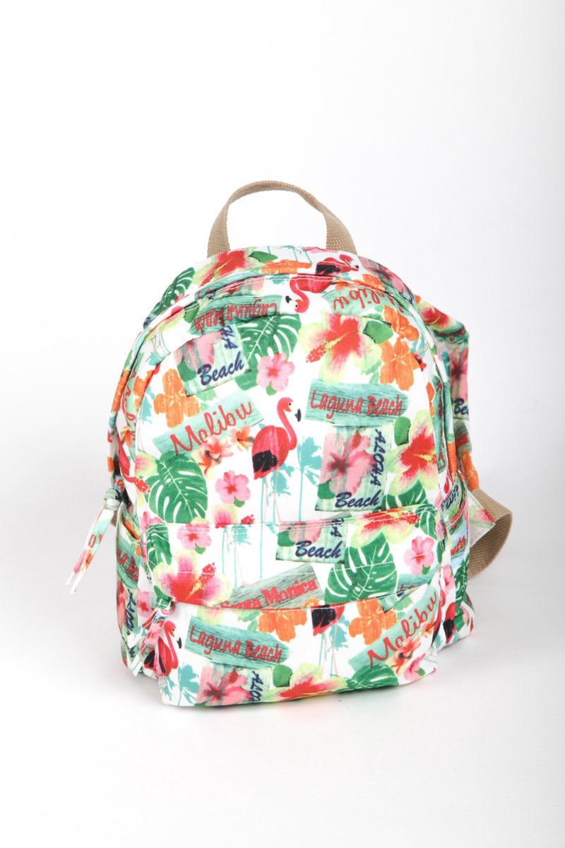 rugzak, backpack, tropical, flamingo, print