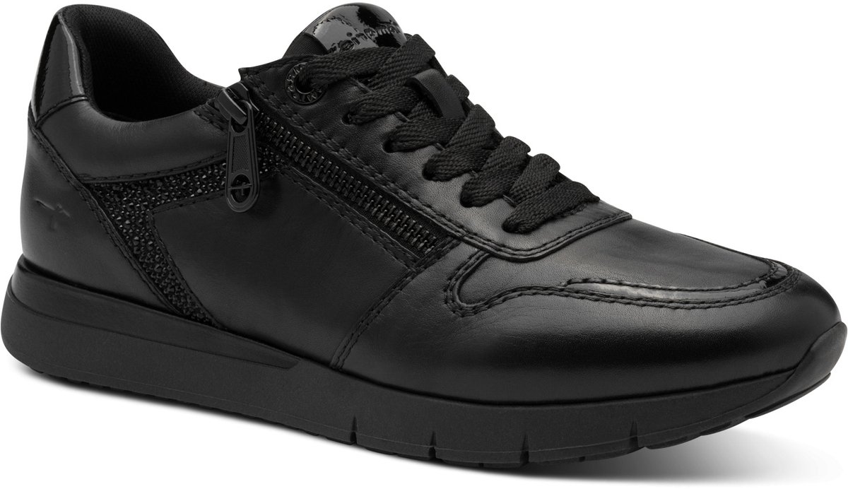 sneaker, zwarte, veters, zips, sportschoen