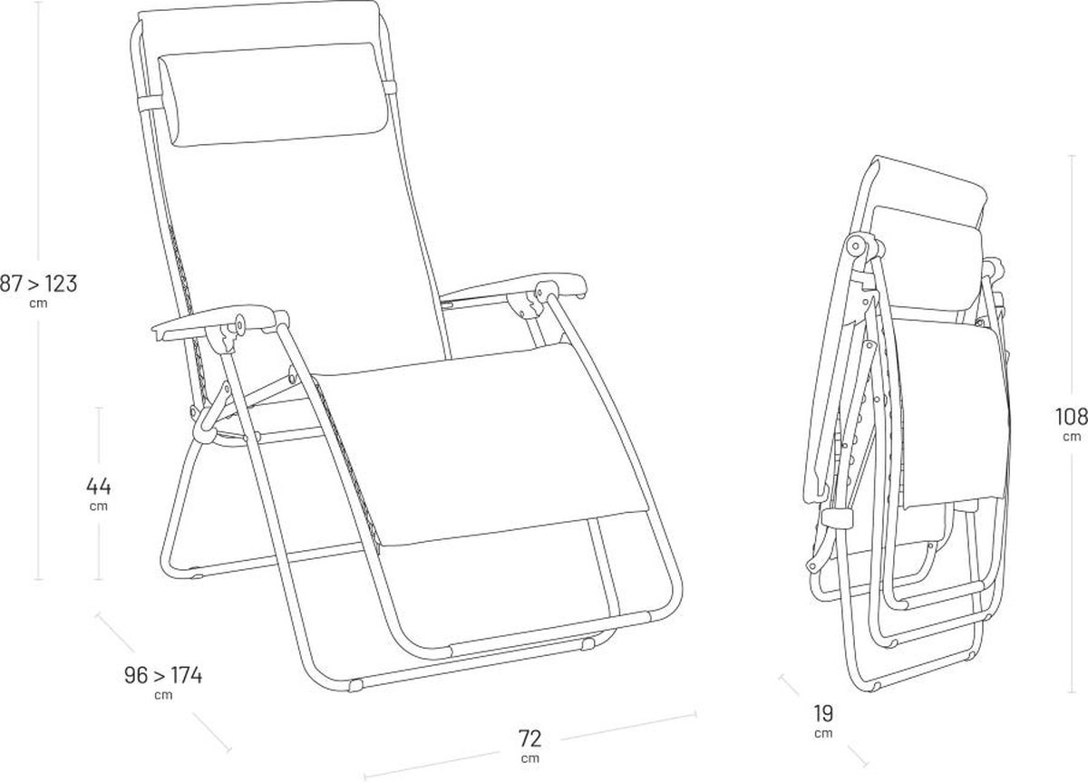 Lafuma RSX Clip XL - LightComfort® - Gepolsterde Zero-Gravity Relaxstoel - XL -Ombre