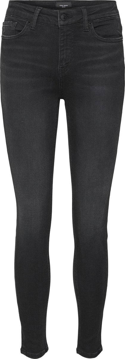 broek, slim, donkergrijs, denimhose, 5-pocket