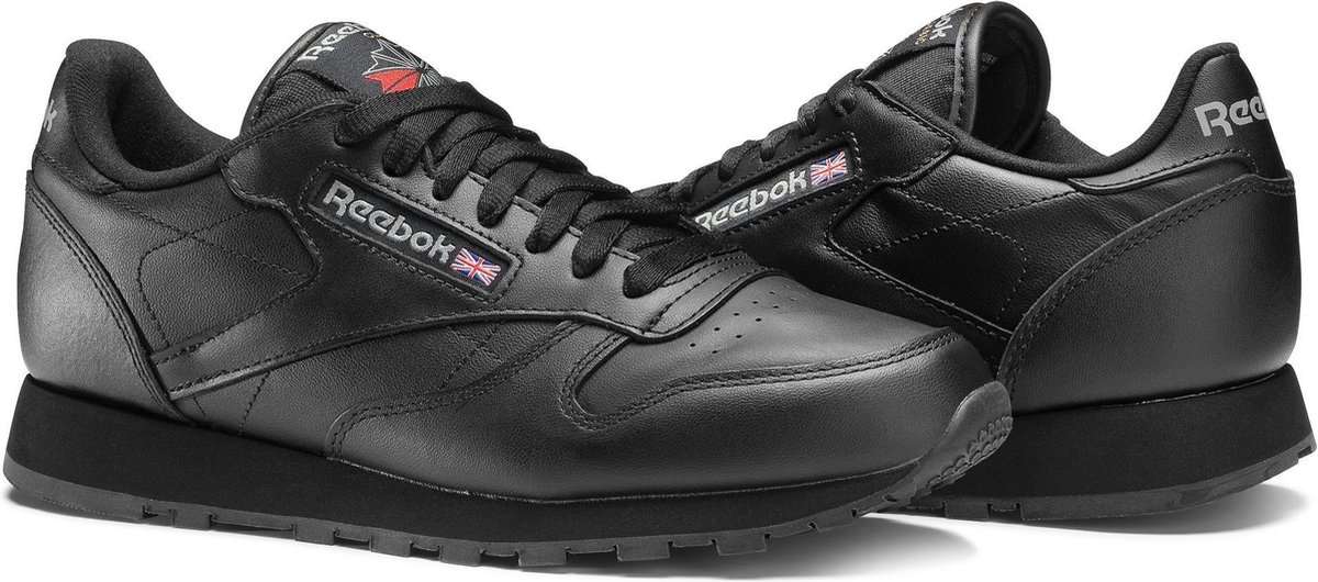 sneakers, zwart, leer, atletisch, logo label