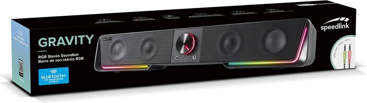 Speedlink Gravity Stereo Soundbar - Bluetooth Speaker - RGB - Zwart