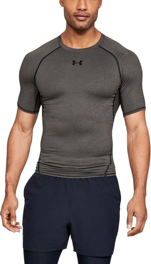 Under Armour HG Armour SS Heren Sportshirt - Carbon Heather - Maat XL
