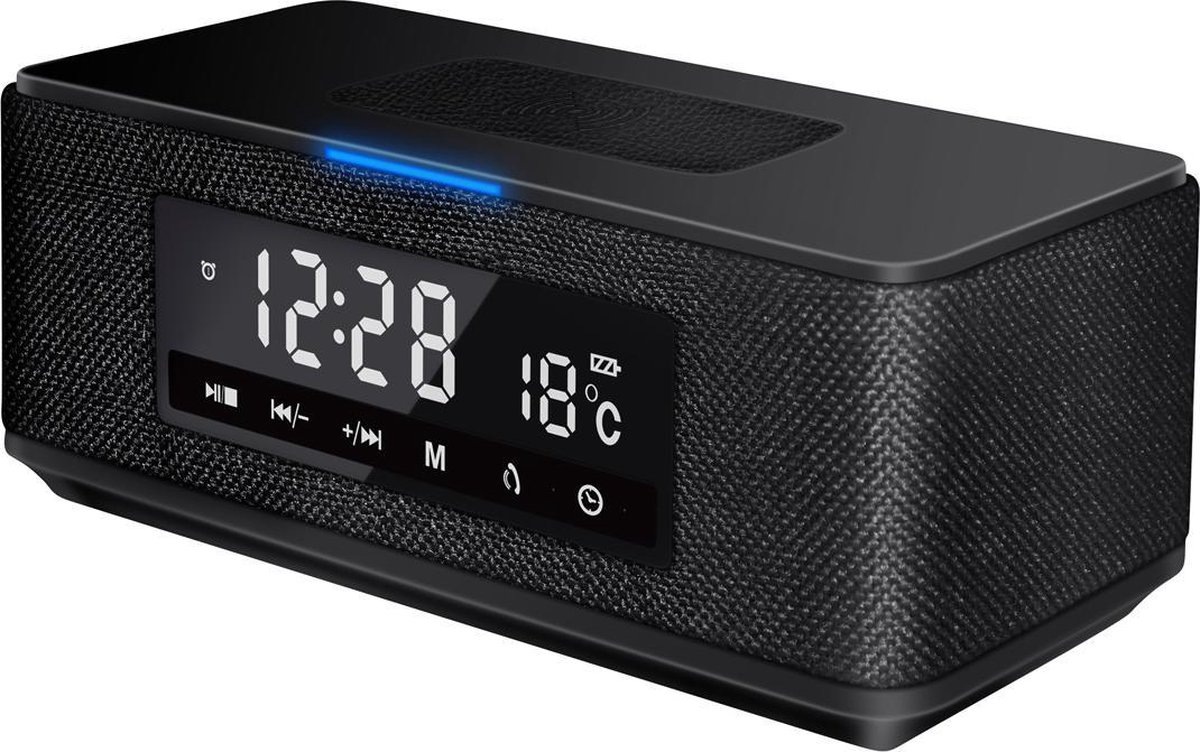 Platinet PMGQ15B - Draagbare Stereo Bluetooth Speaker met wekker en belfunctie - FM-Radio - Bluetoot