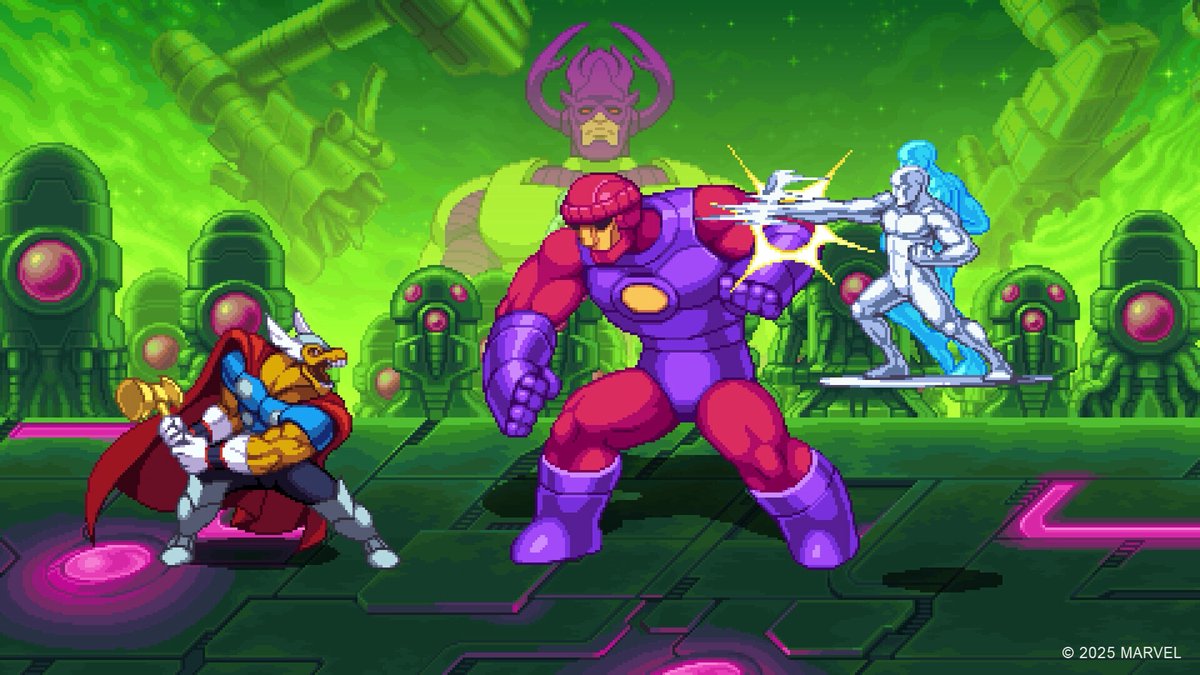 video game, fighting, purple giant, superhero, arcade