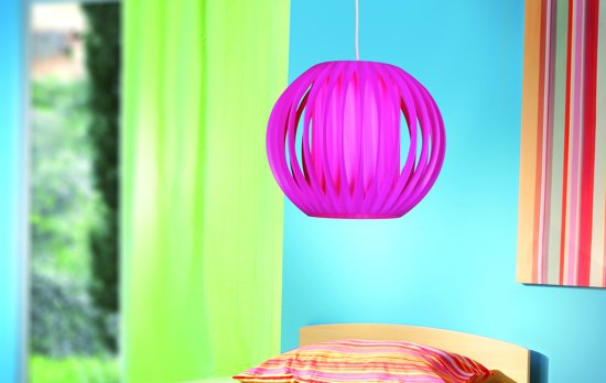 Koopjeshoek  Steinhauer Kids - Hanglamp - Fuchsia - Spaarlamp - Lampion