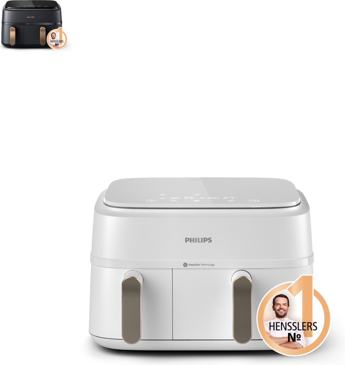 Philips 3000 series NA353/10 - Dual Basket Airfryer - 9L - 2750W - Zilver/Wit