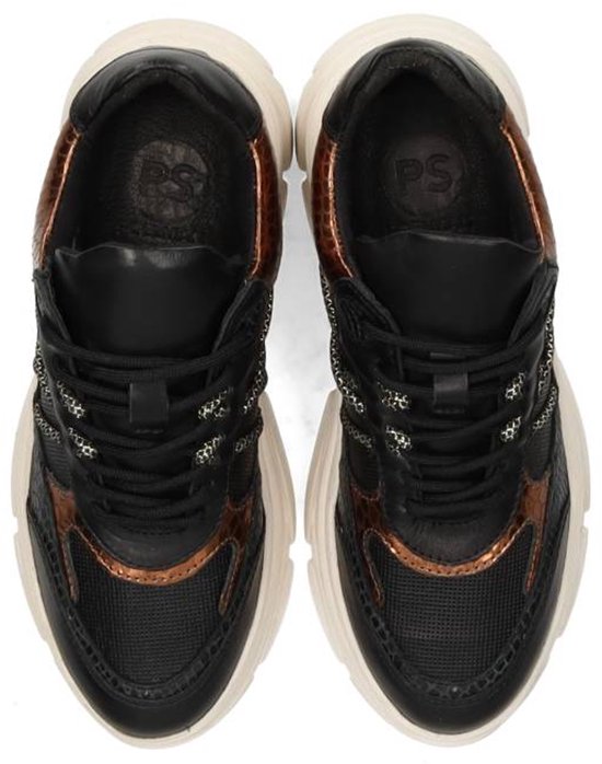 sneakers, zwart, bruin, luchtige-zool, veters