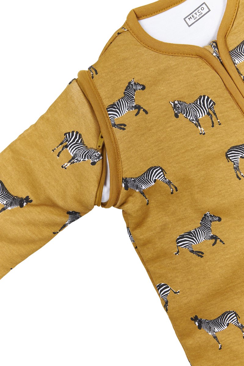 Meyco Zebra Animal winter baby slaapzak met afritsbare mouw gevoerd - 70 cm - Honey Gold