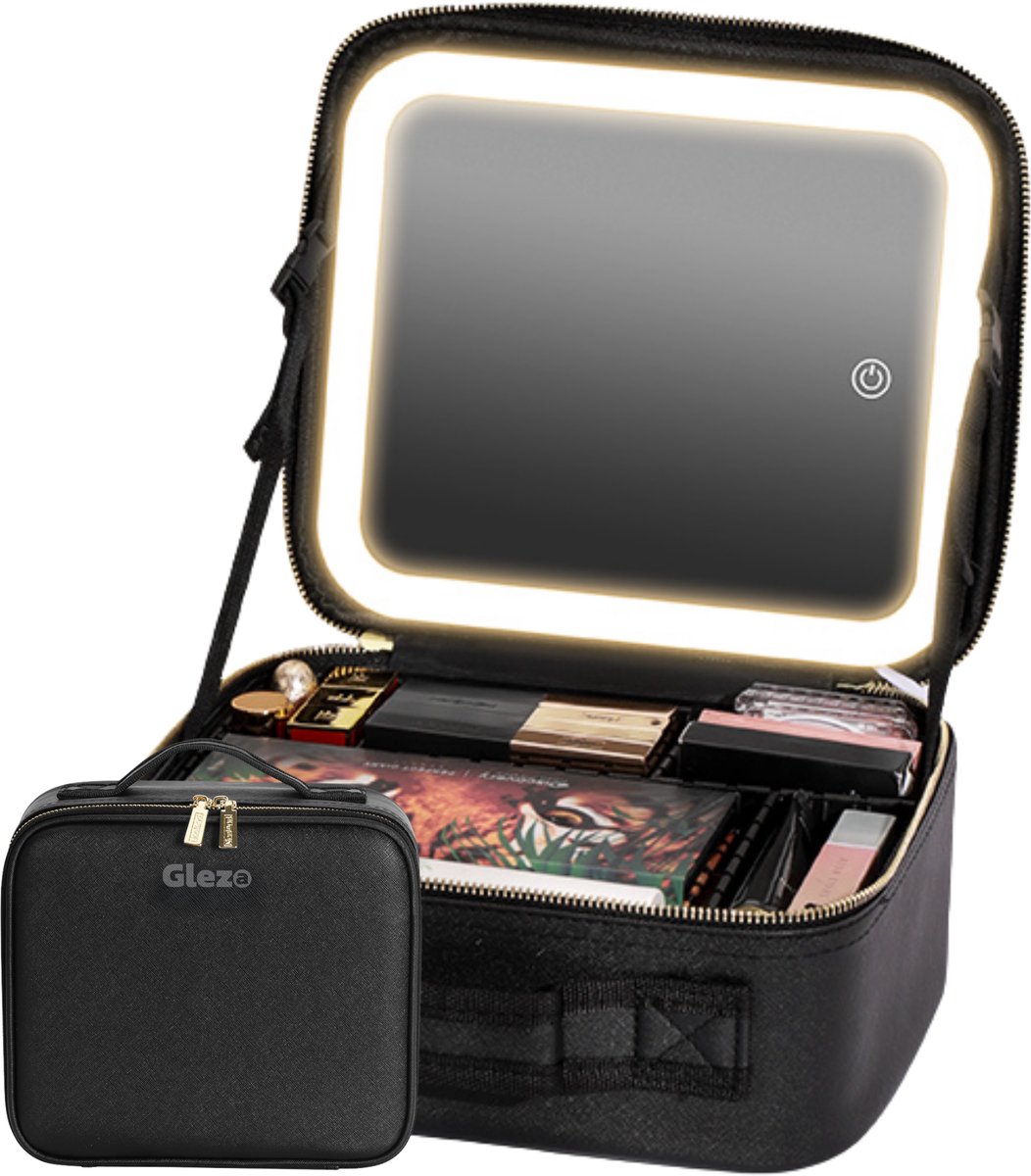 makeup case, lighted mirror, carry case, lipstick palette, compact organizer