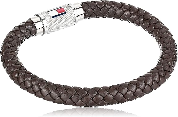 armband, leder, bruin, geweven, magnetische sluiting