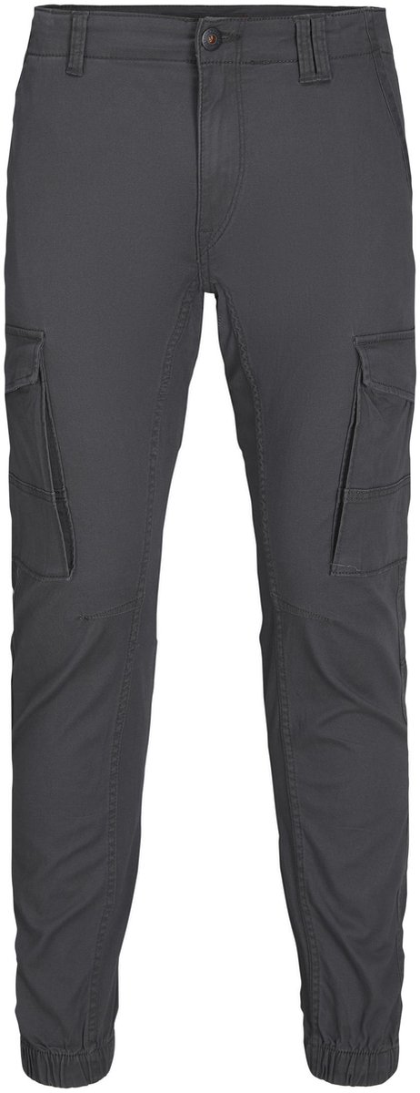 broek, cargobroek, katoen, grijs, pijpen met tassen
