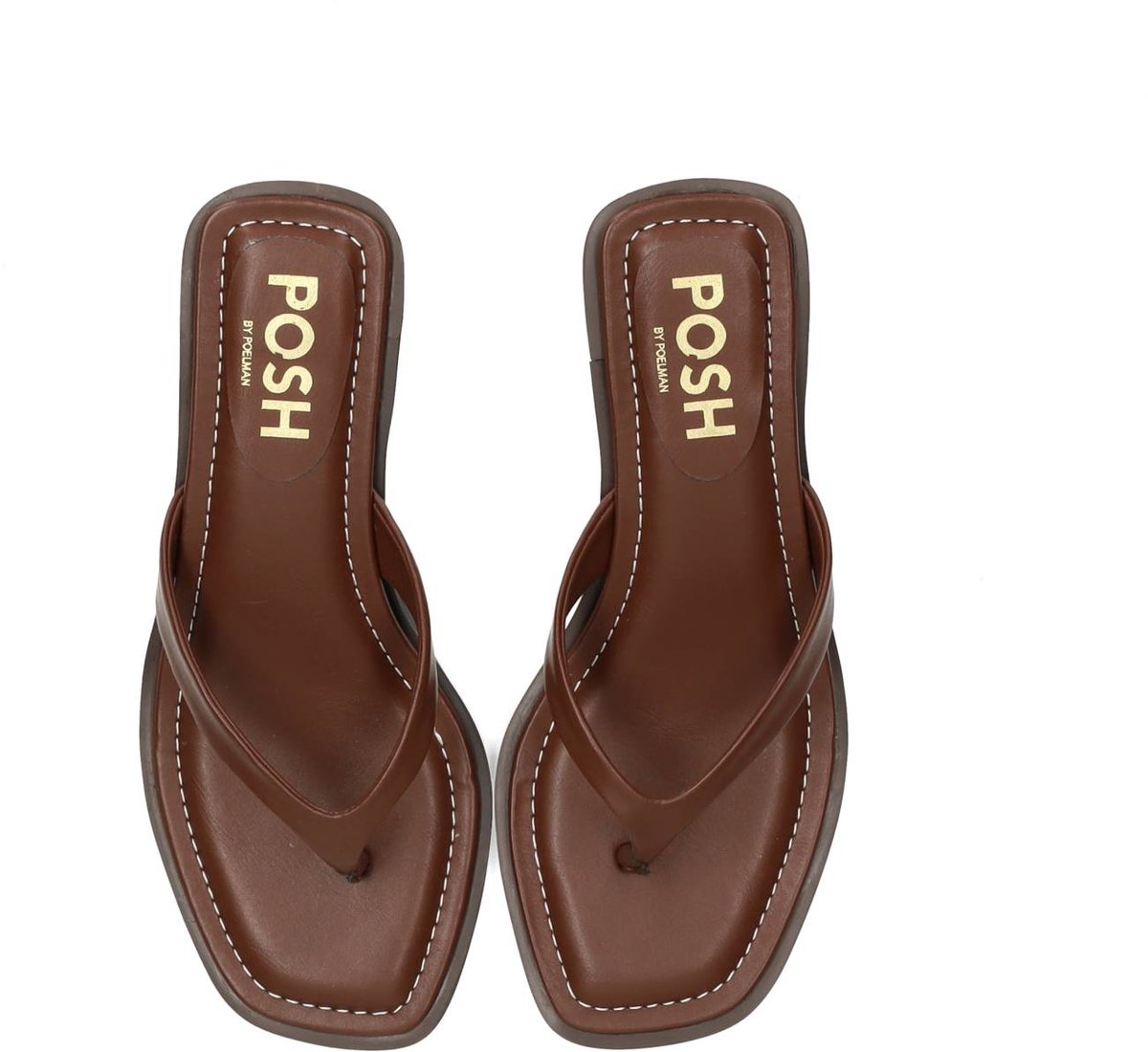 sandalen, flip-flops, bruine, leren, dames