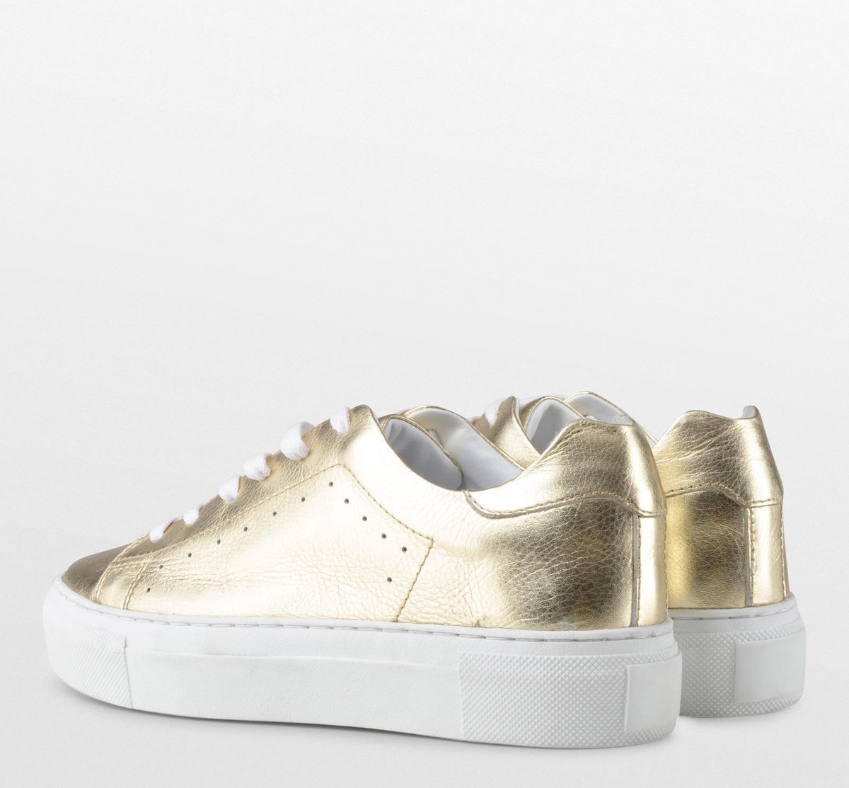 PS Poelman - Maat 39 - TITULAR Dames Casual Leren Tennis Sneaker - Metallic Goud