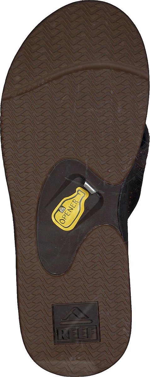 Reef Leather Fanning - Maat 37.5 - Heren Slippers - Dark Brown