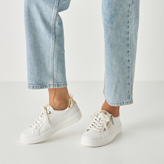 sneakers, witte, laced-up, canvas, casual