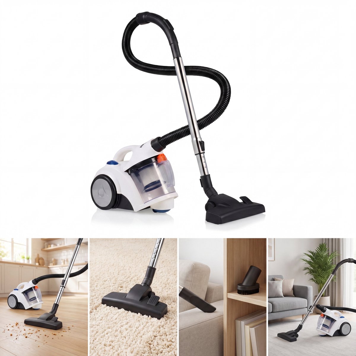 Tristar Stofzuiger zonder zak - SZ-4116 - 2L stofreservoir - Actieradius 6 m - Incl. 2 opzetstukken - Wit