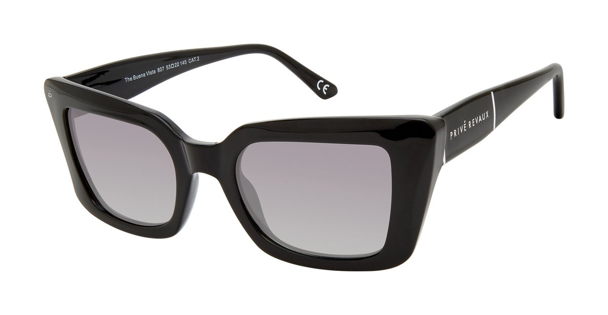 zonnebril, plattekader, zwart, grijs-glas, unisex
