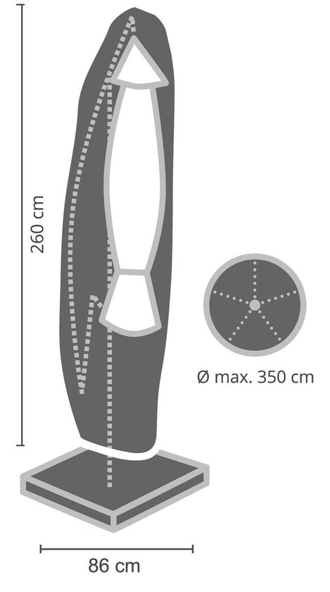 Outdoor Covers Premium Parasolhoes - UV-bestendig - 260 x 86 cm (LxB) - Antraciet