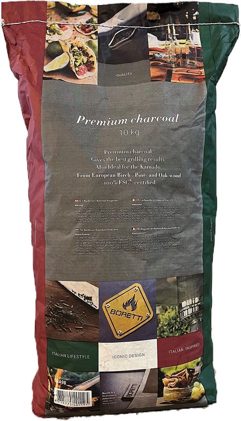 Boretti barbecue houtskool - 10 kg - 100% FSC-gecertificeerd Europees hout - Premium