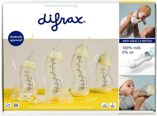 Difrax - Newborn Babypakket - Makkelijk geaccepteerd, Anti Koliek, BPA-vrij, Vlindervorm