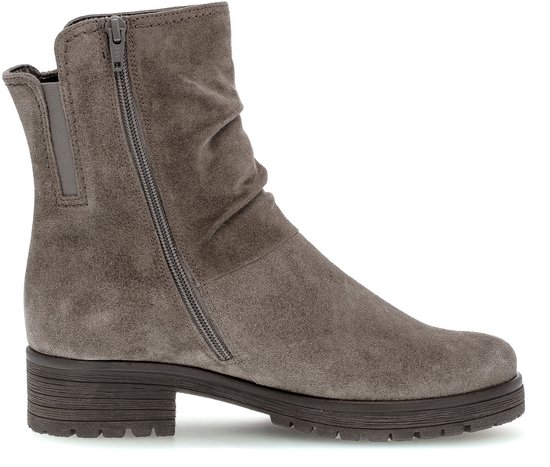 sloffen, ankleboot, suede, gris, rits