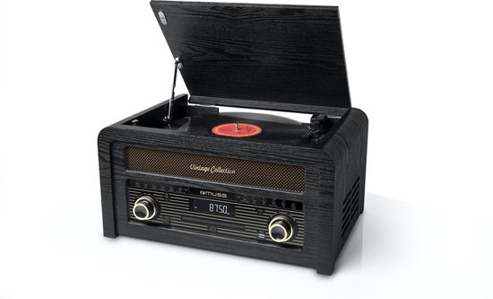 Muse MT-115 W - Muziekcenter met Bluetooth, radio, platen- en CD-speler - zwart