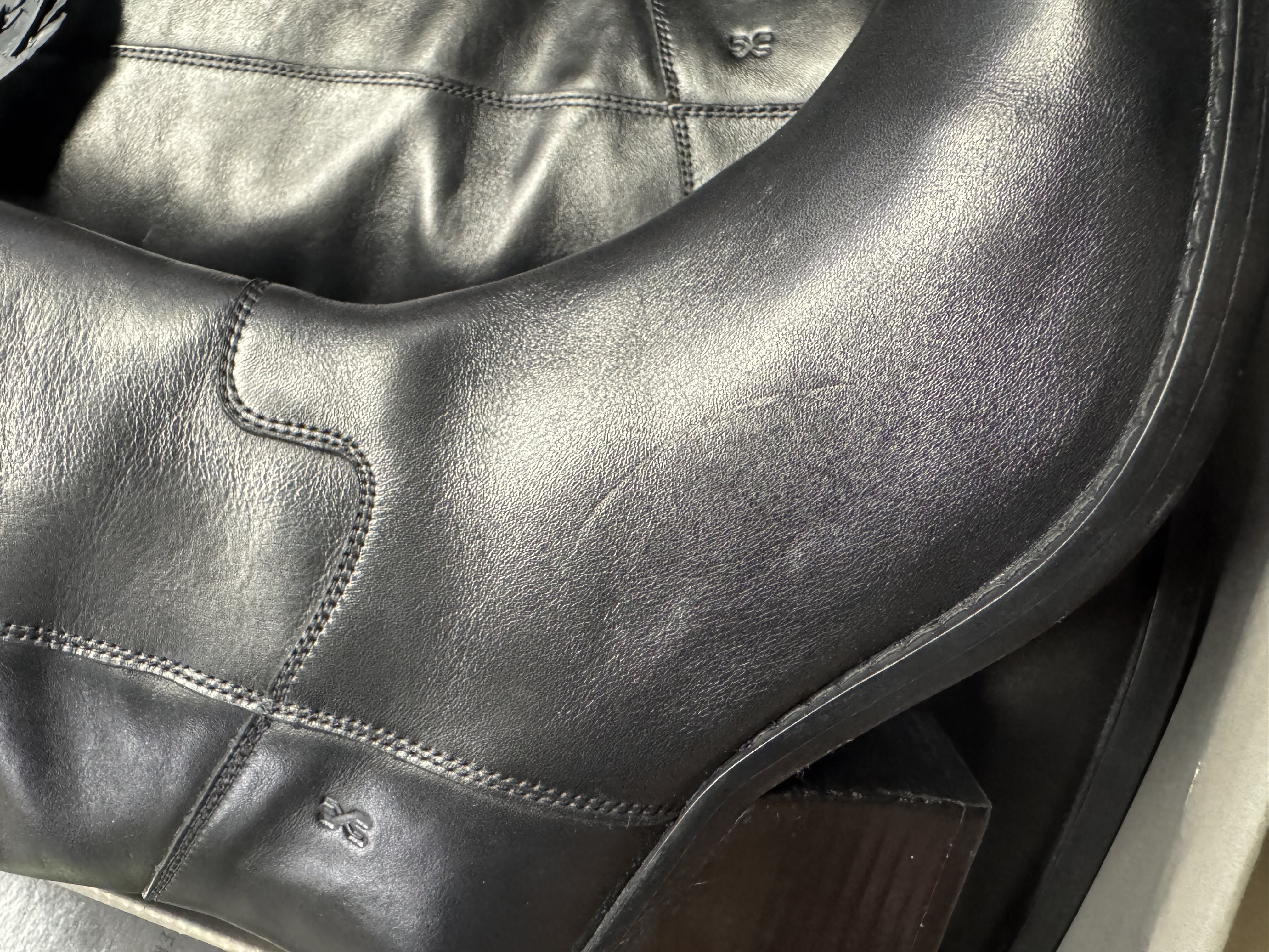 lederen, laarzen, enkellaars, zwarte kleur, boot-achtige