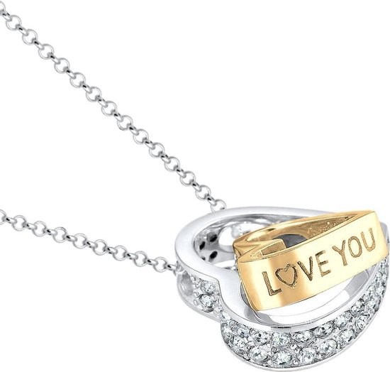 Elli Halsketting Hartje met Swarovski® Kristallen 925 Zilver verguld