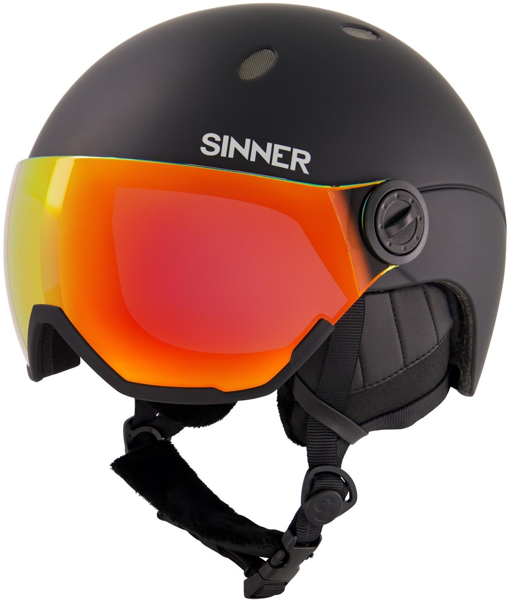 skihelm, mountain, goggle-compat, oranje-visor, adjustable-strap