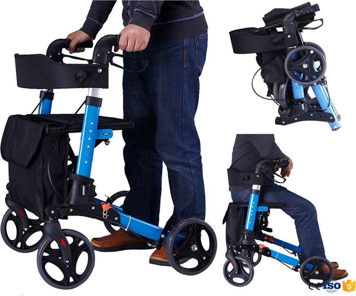 Rollator - Lichtgewicht, stabiel en klein opvouwbaar - Blauw