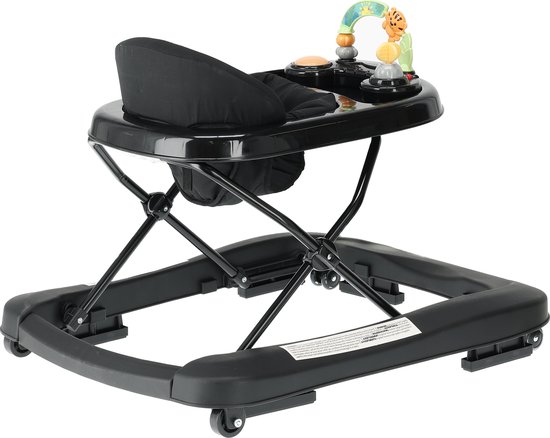 Deryan Luxe 2-in-1 Loopstoel - Inclusief speelset en dienblad - inklapbaar - Zwart