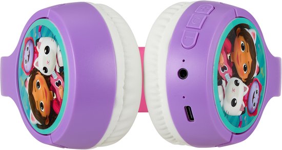 Gabby's Poppenhuis - draadloze kinderkoptelefoon - met volumebegrenzing - lange speeltijd - met extra audiokabel