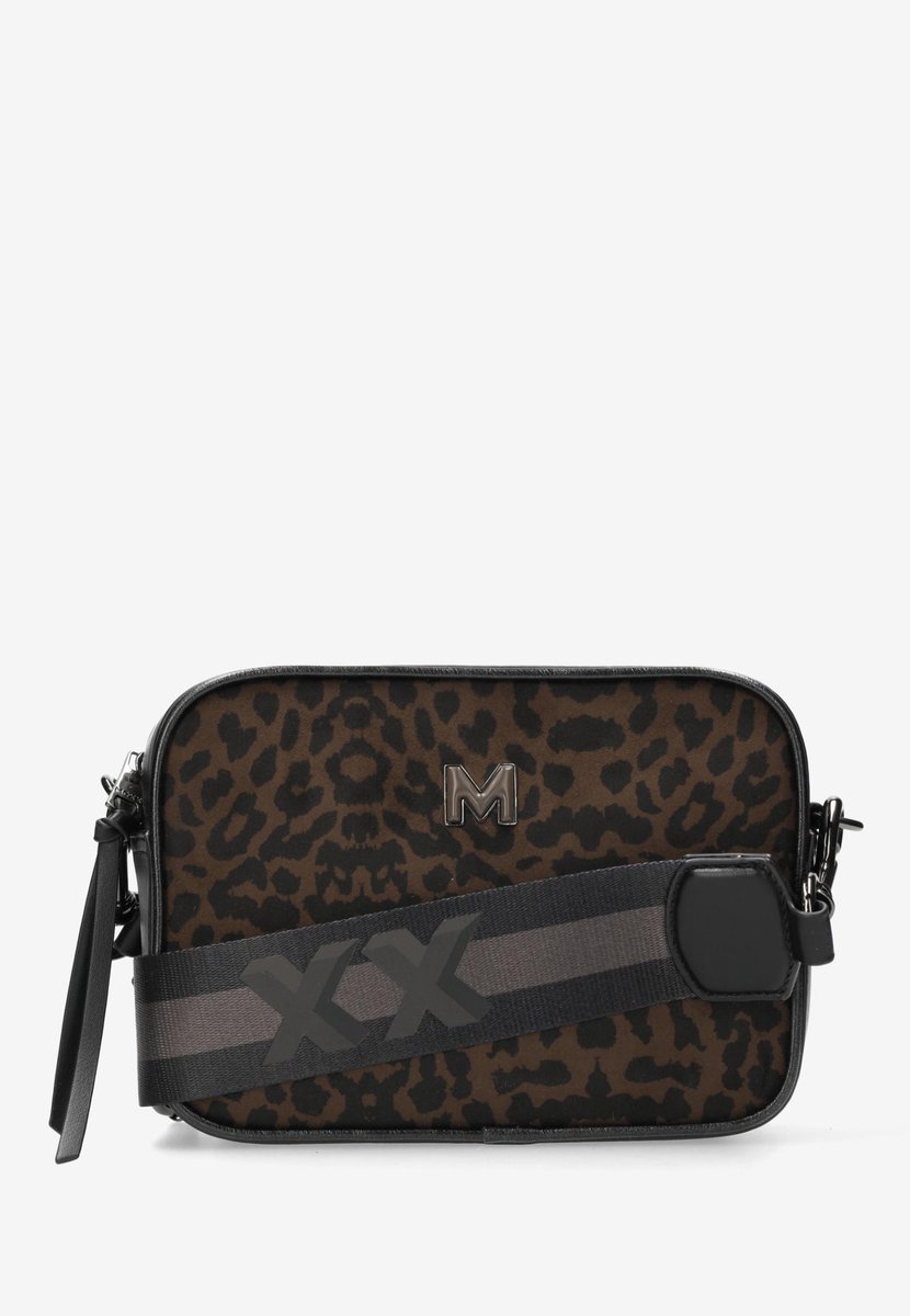 tasje, becijferde leopard, donkergroen bruin, polyester, schoudertas