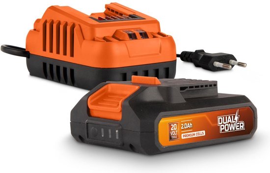 Dual Power batterij & lader set POWDP90620 - 20V, 2.0Ah batterij - voor 20V toestellen - 2A lader -
