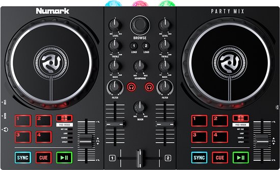 Numark Party Mix II - DJ-controller / DJ-set voor beginners met ingebouwde DJ-verlichting en DJ-mixe