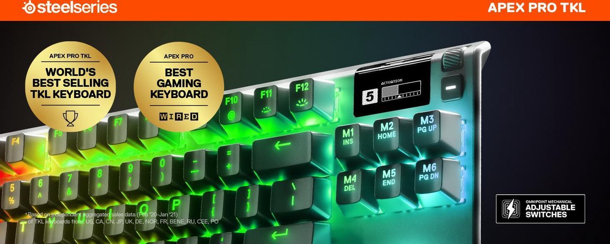 SteelSeries Apex Pro TKL Qwerty Mechanisch Gaming Toetsenbord - OmniPoint Switch