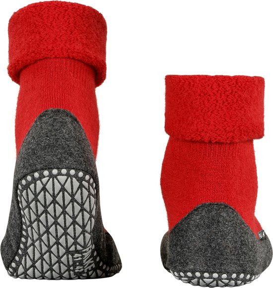 FALKE Cosyshoe - maat 45/46 - antislip noppen merinowol huissokken pantoffels heren rood