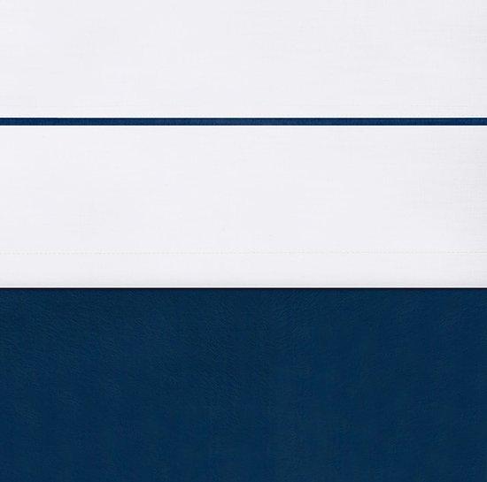 Laken 120x150cm wit met bies marine