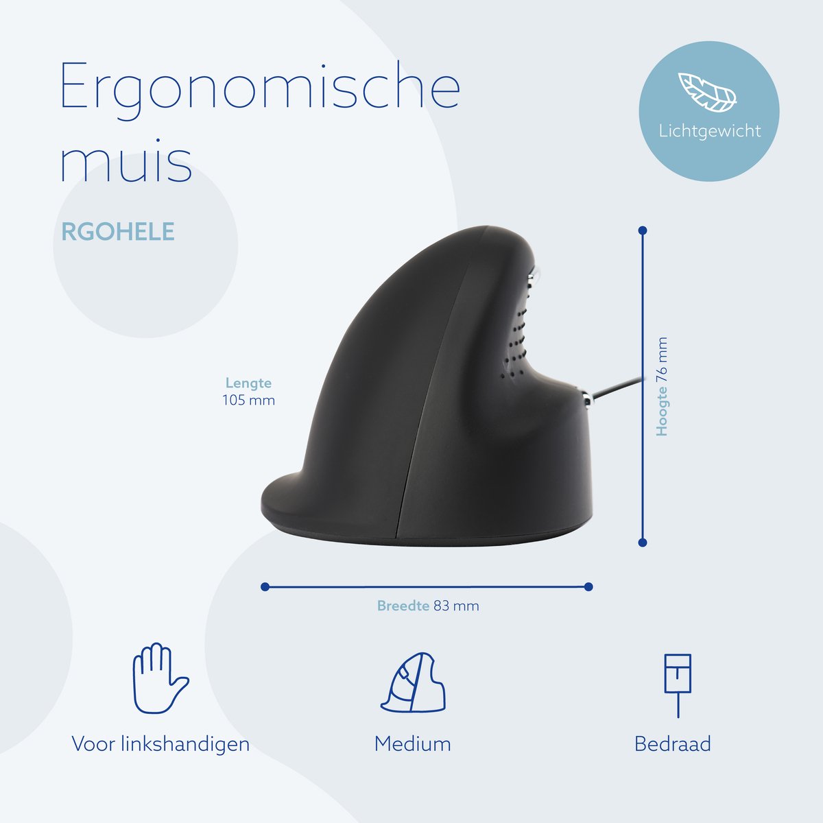 R-Go HE ergonomische muis - verticale muis voorkomt RSI  medium (handlengte 165-185mm) linkshandig b