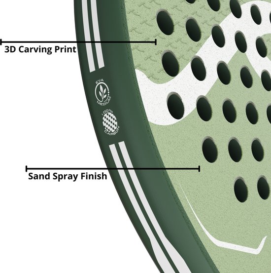 Padel Racket - 100% Carbon Voor mannen en vrouwen - Green serve padel